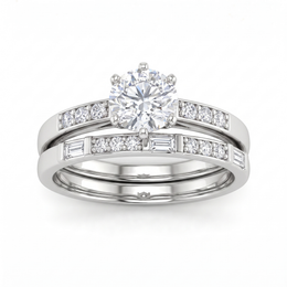 Lab Grown Diamond Bridal Ring Set | 1.01 CT Lab Diamonds | 18K White Gold