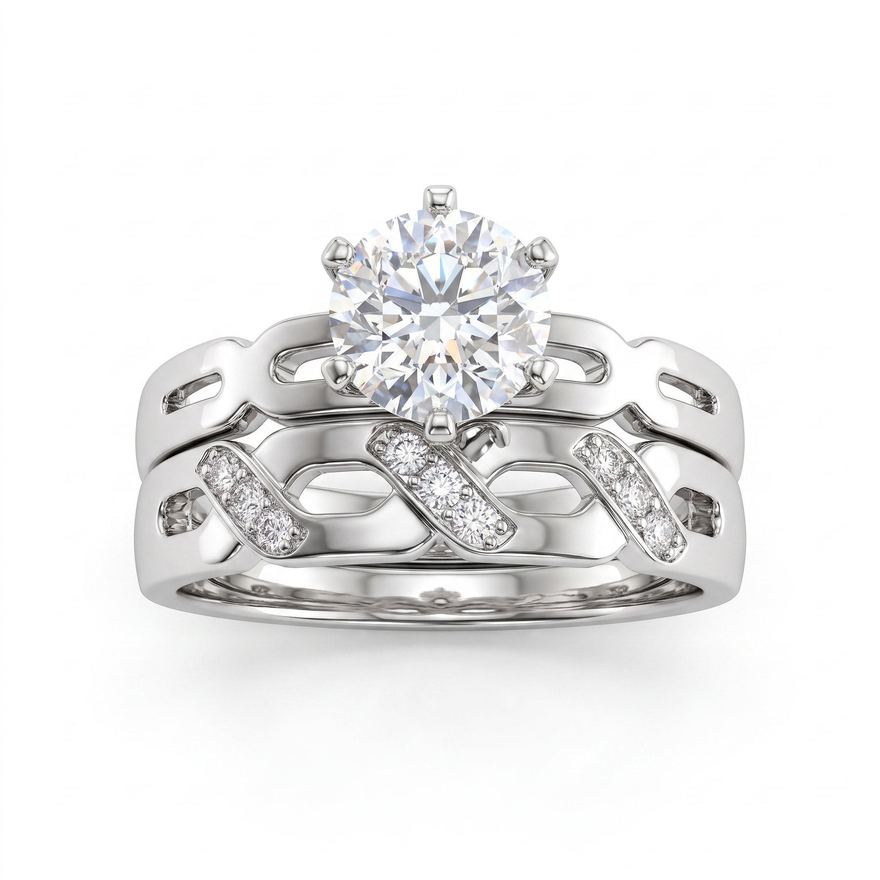 Lab Grown Diamond Bridal Ring Set | 1.00 CT Lab Diamonds | 18K White Gold