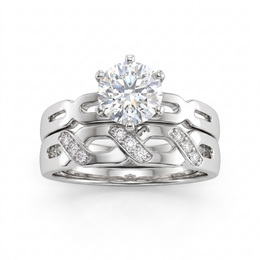 Lab Grown Diamond Bridal Ring Set | 1.00 CT Lab Diamonds | 18K White Gold