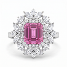 Lab Grown Pink Diamond Halo Ring | 1.93 CT Lab Diamonds | 18K White Gold