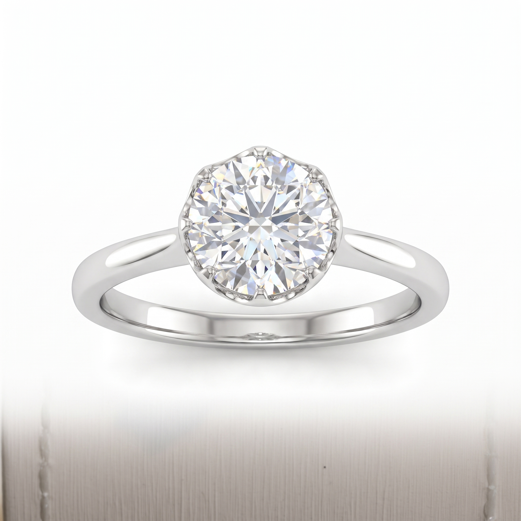 Lab Grown Round Diamond Solitaire Ring | 2.21 CT Lab Diamond | 18K White Gold