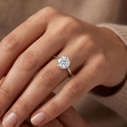 Lab Grown Round Diamond Solitaire Ring | 2.21 CT Lab Diamond | 18K White Gold