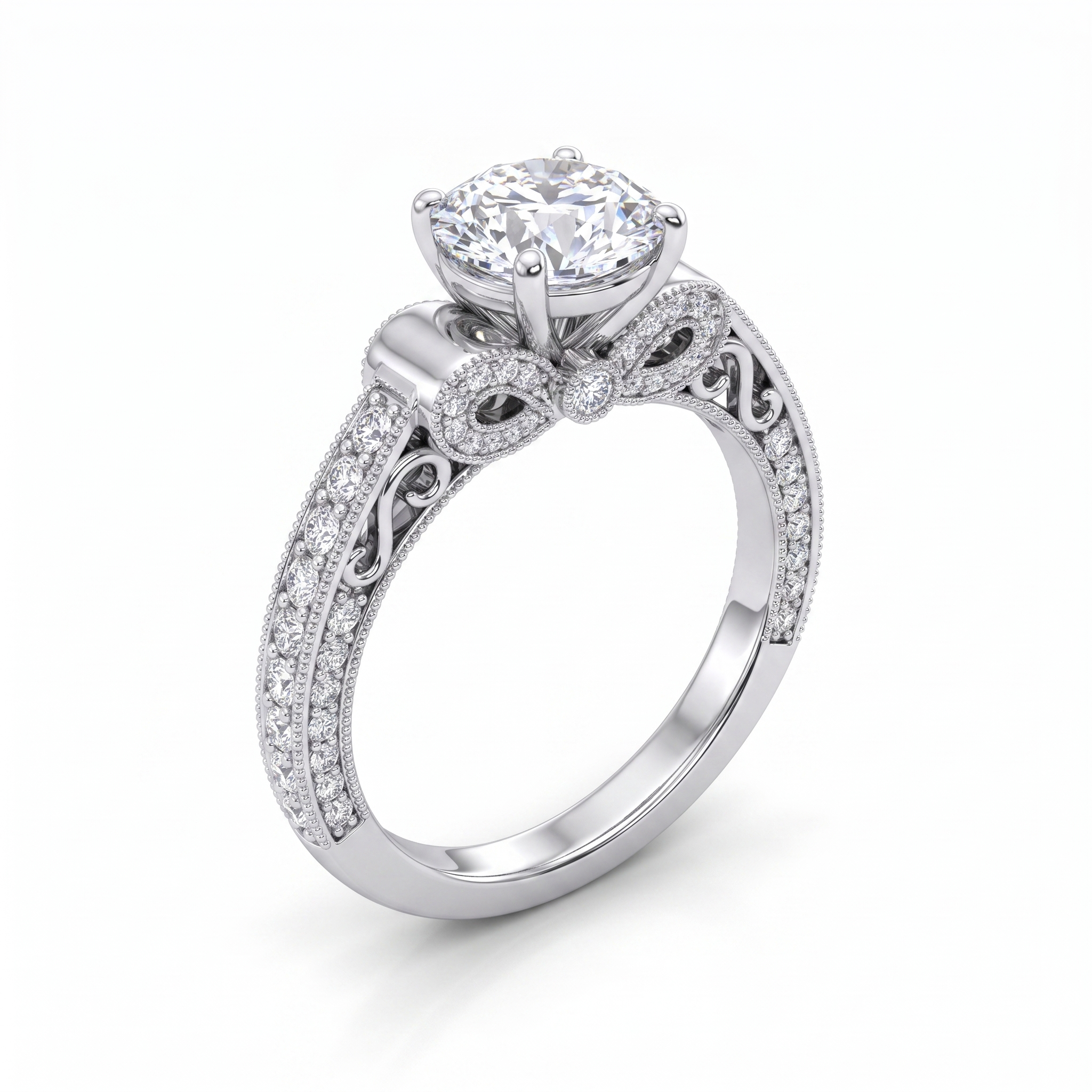 IGI Lab Grown Diamond Halo Engagement Ring | 0.48 CT Lab Diamond | 18K White Gold Secondary image