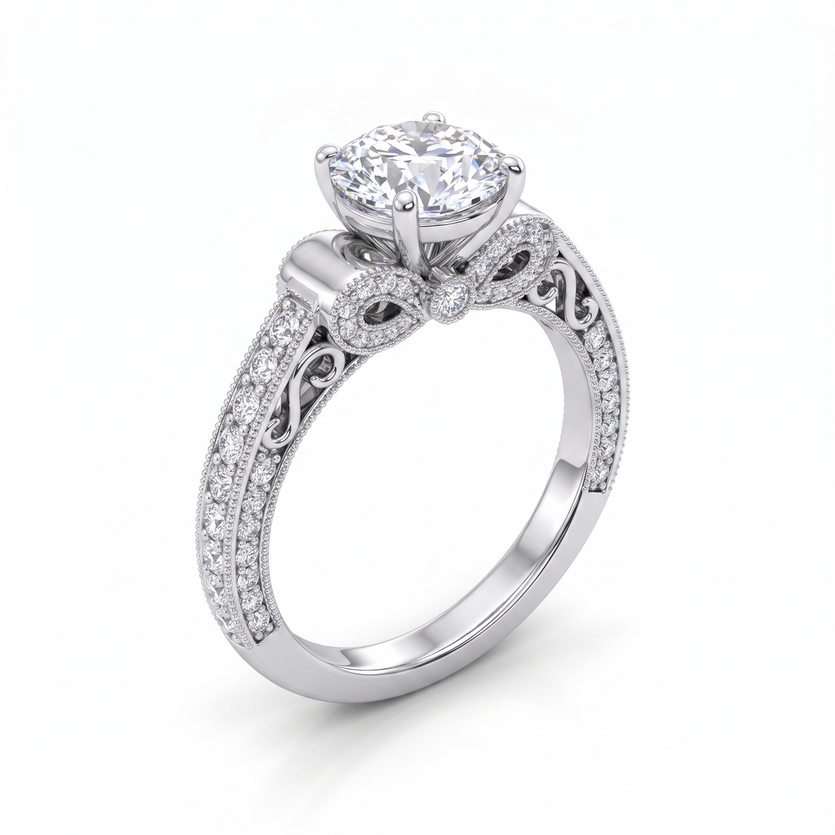 IGI Lab Grown Diamond Halo Engagement Ring | 0.48 CT Lab Diamond | 18K White Gold