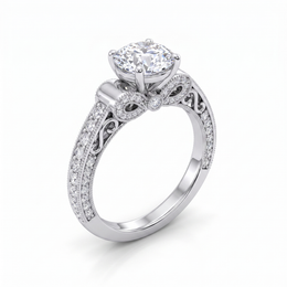 IGI Lab Grown Diamond Halo Engagement Ring | 0.48 CT Lab Diamond | 18K White Gold