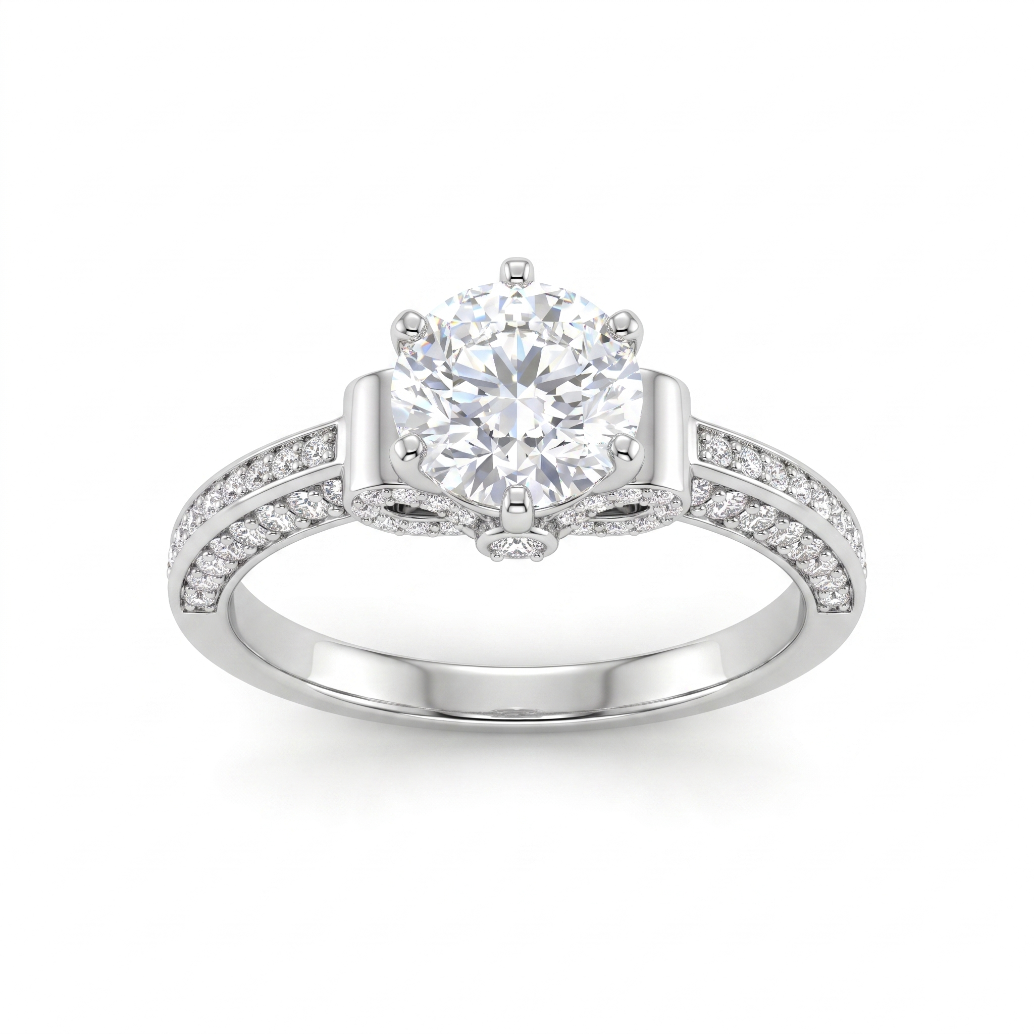 IGI Lab Grown Diamond Halo Engagement Ring | 0.48 CT Lab Diamond | 18K White Gold Main image
