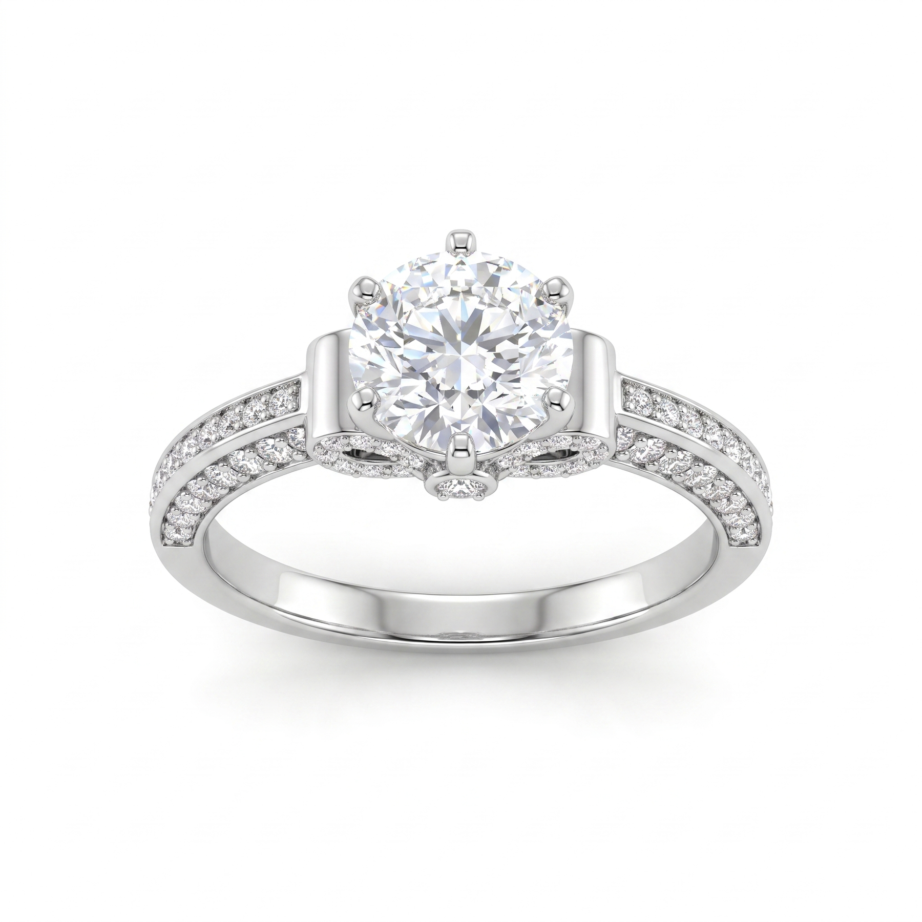 IGI Lab Grown Diamond Halo Engagement Ring | 0.48 CT Lab Diamond | 18K White Gold