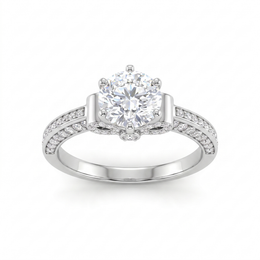 IGI Lab Grown Diamond Halo Engagement Ring | 0.48 CT Lab Diamond | 18K White Gold