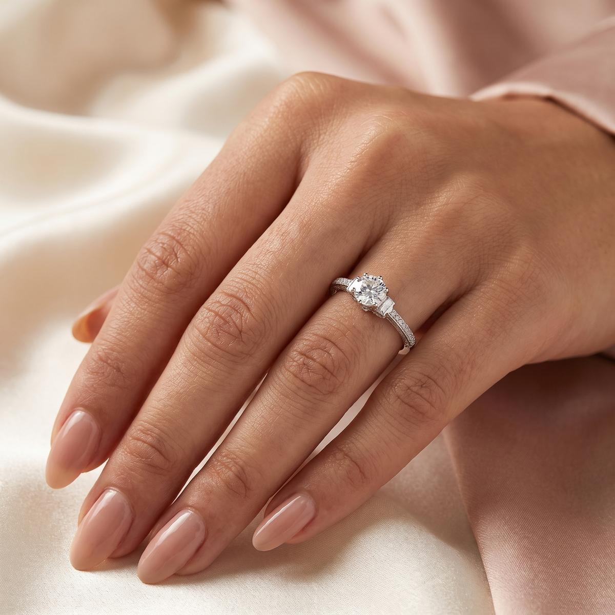 IGI Lab Grown Diamond Halo Engagement Ring | 0.48 CT Lab Diamond | 18K White Gold