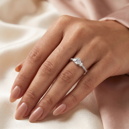 IGI Lab Grown Diamond Halo Engagement Ring | 0.48 CT Lab Diamond | 18K White Gold