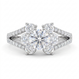 Lab Grown Diamond Floral Cluster Engagement Ring | 1.61 CT Lab Diamonds | 18K White Gold