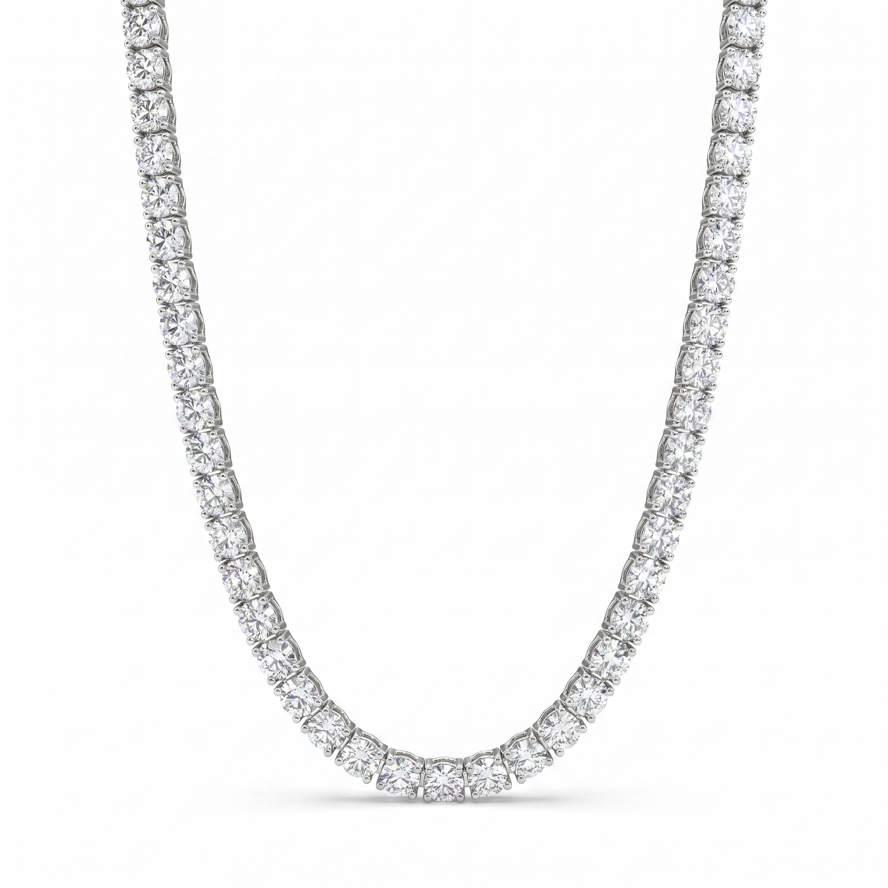 Natural Diamond Tennis Necklace | 5.38 CT Natural Diamonds | 18K White Gold | Luxury Diamond Necklace