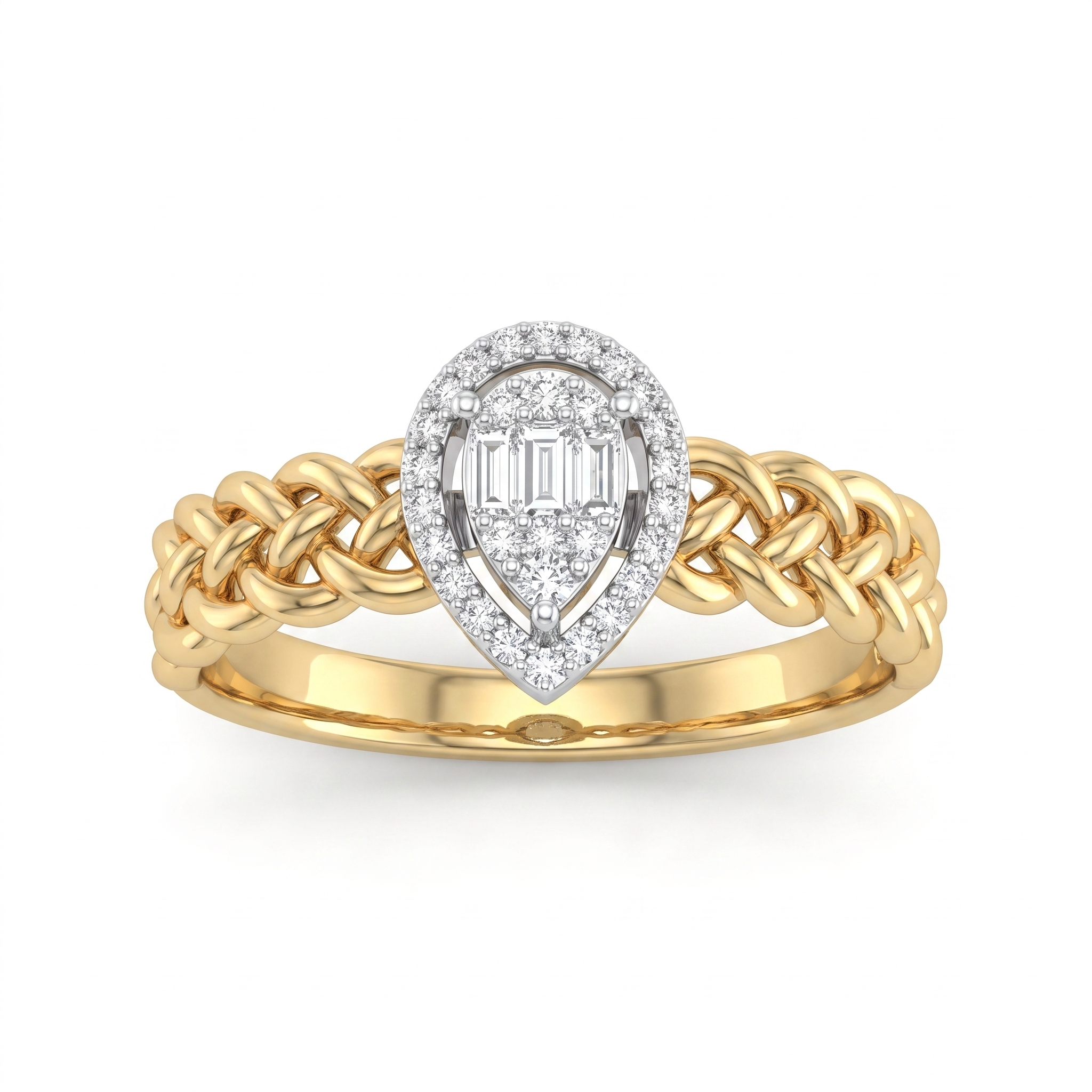 Lab-Grown Diamond Pear Halo Ring | 0.13 CT Centre Stone | 0.10 CT Lab-Grown Diamonds | 18K Yellow Gold | Saleh Sallom Jewelry Main image