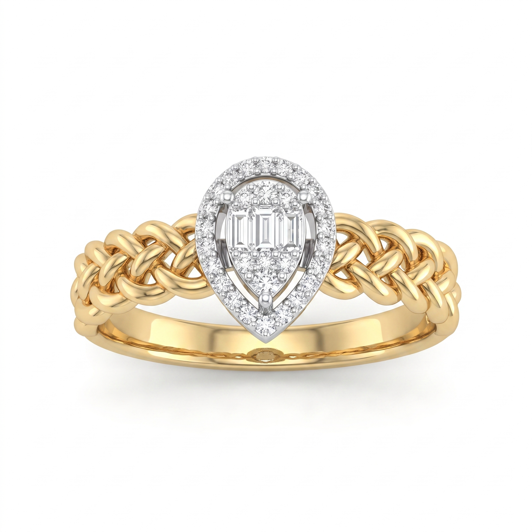 Natural Diamond Pear Cluster Ring | 0.13 CT Natural Diamonds | 18K Yellow & White Gold | Saleh Sallom Jewelry
