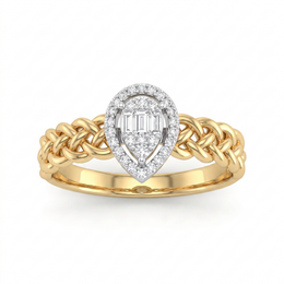 Natural Diamond Pear Cluster Ring | 0.13 CT Natural Diamonds | 18K Yellow & White Gold | Saleh Sallom Jewelry