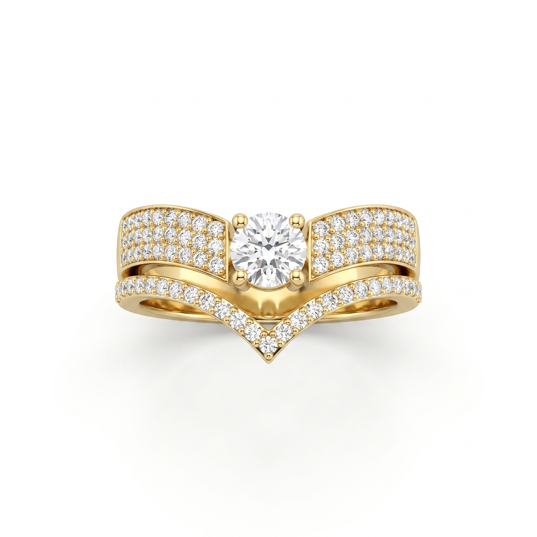 Lab-Grown Diamond Split Band Engagement Ring | 0.70 CT Lab-Grown Diamonds | 18K Yellow Gold | Saleh Sallom Jewelry Main image
