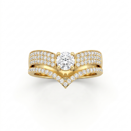 Natural Diamond Bridal Ring Set | 0.70 CT Natural Diamonds | 18K Yellow Gold | Saleh Sallom Jewelry