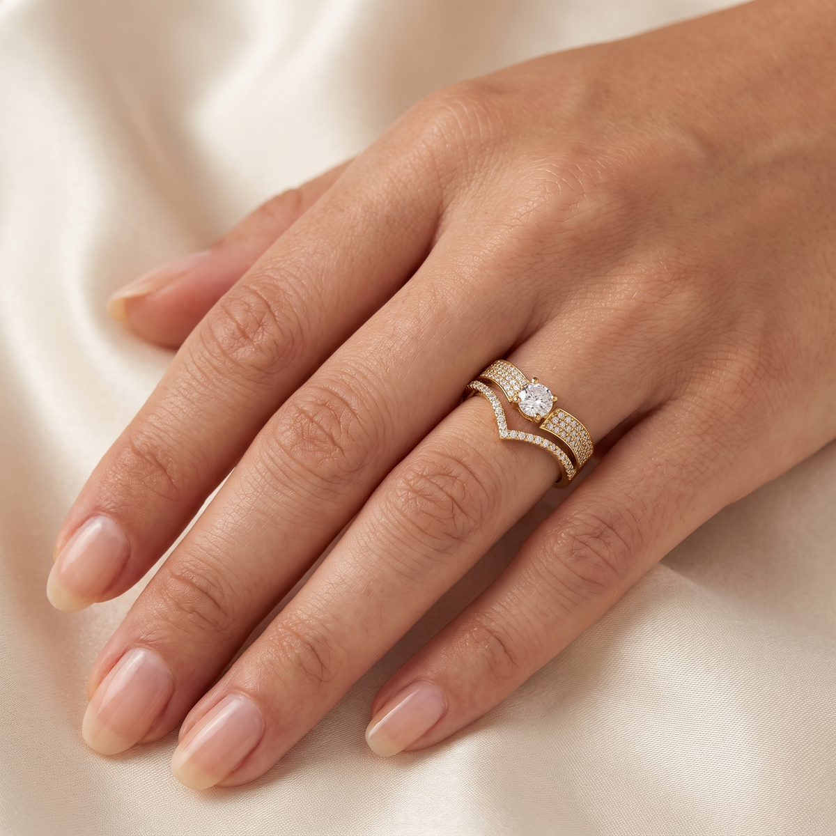 Lab-Grown Diamond Split Band Engagement Ring | 0.70 CT Lab-Grown Diamonds | 18K Yellow Gold | Saleh Sallom Jewelry