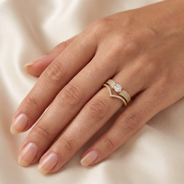 Natural Diamond Bridal Ring Set | 0.70 CT Natural Diamonds | 18K Yellow Gold | Saleh Sallom Jewelry