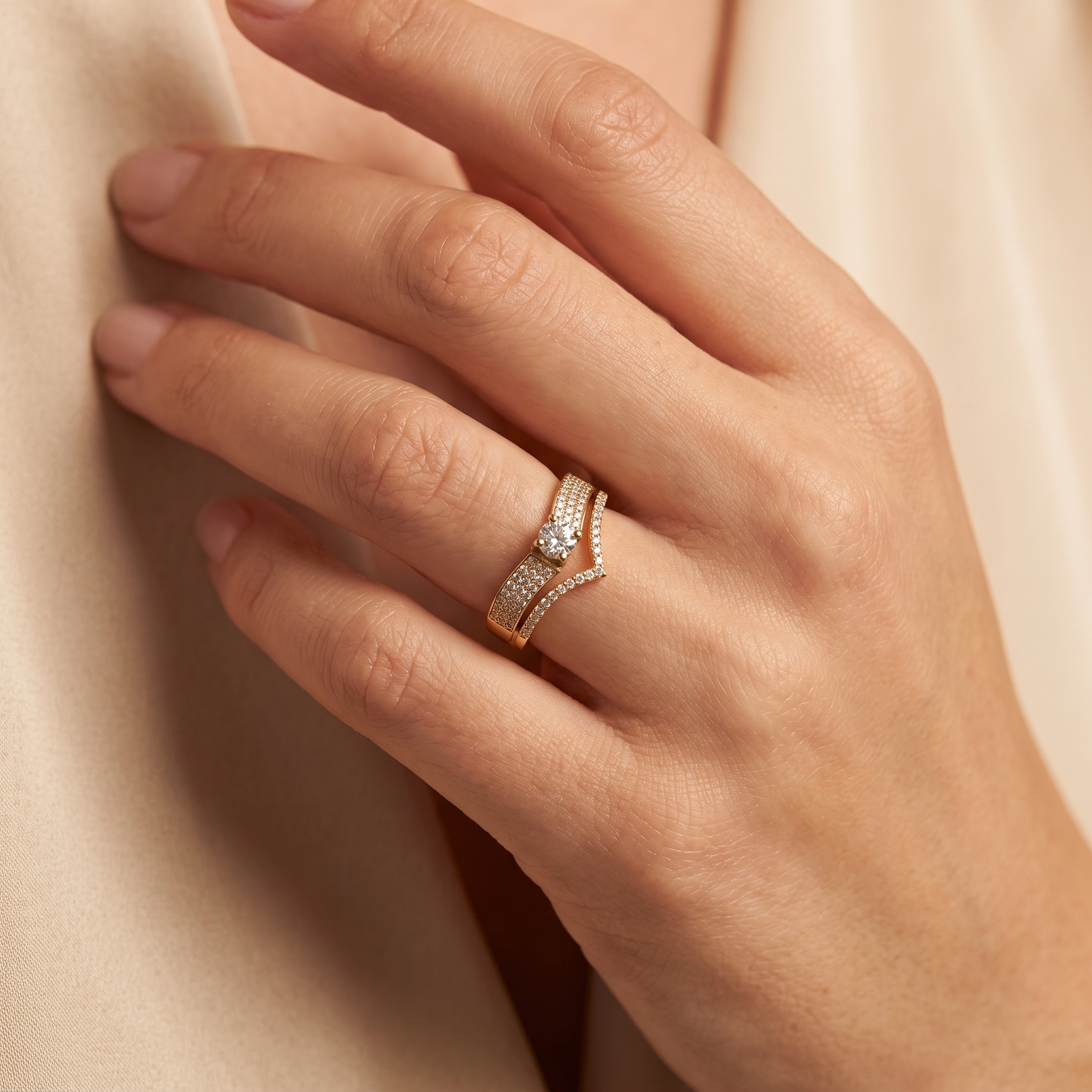 Lab-Grown Diamond Split Band Engagement Ring | 0.70 CT Lab-Grown Diamonds | 18K Yellow Gold | Saleh Sallom Jewelry Secondary image