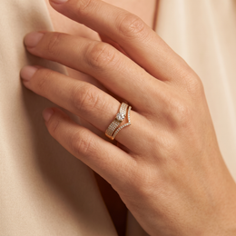 Natural Diamond Bridal Ring Set | 0.70 CT Natural Diamonds | 18K Yellow Gold | Saleh Sallom Jewelry