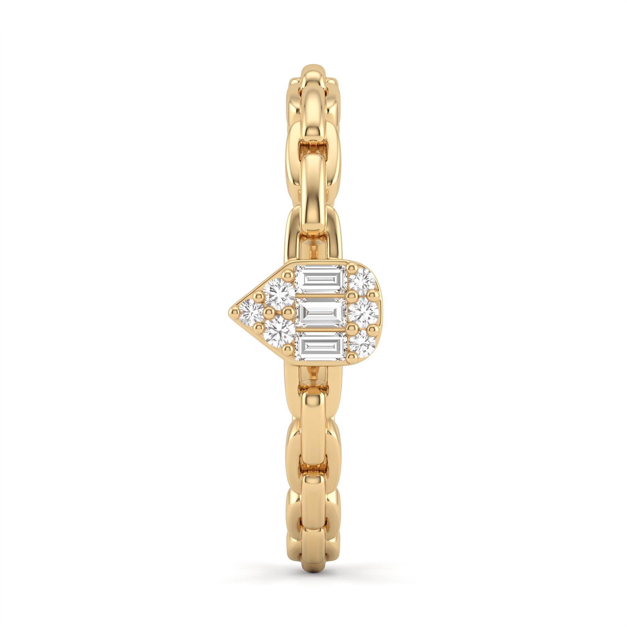 Lab-Grown Diamond Geometric Link Ring | 0.11 CT Lab-Grown Diamonds | 18K Yellow Gold | Saleh Sallom Jewelry Main image
