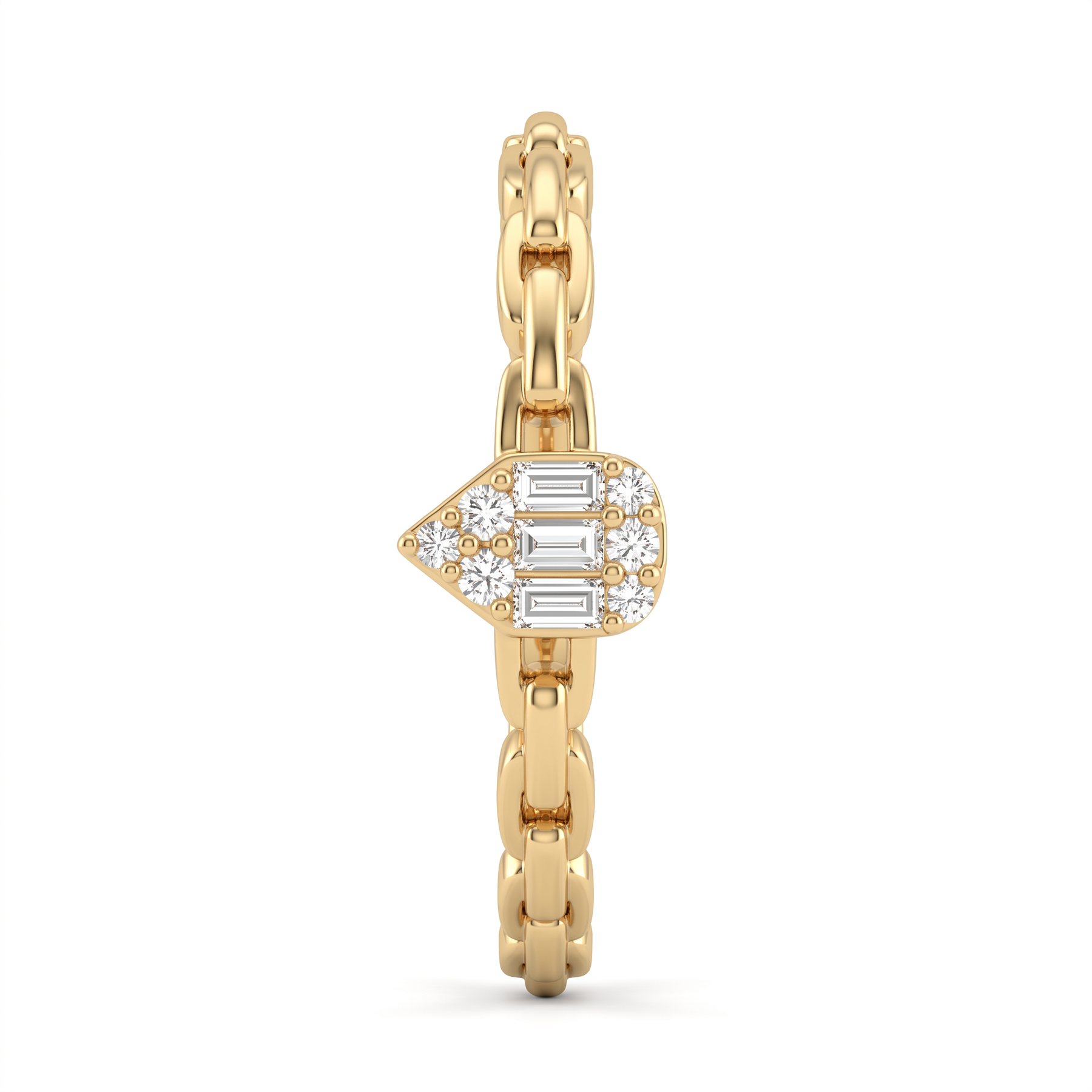 Natural Diamond Chain Link Ring | 0.11 CT Natural Diamonds | 18K Yellow Gold | Saleh Sallom Jewelry