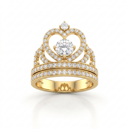Natural Diamond Heart Bridal Ring Set | 0.90 CT Natural Diamonds | 18K Yellow Gold | Saleh Sallom Jewelry