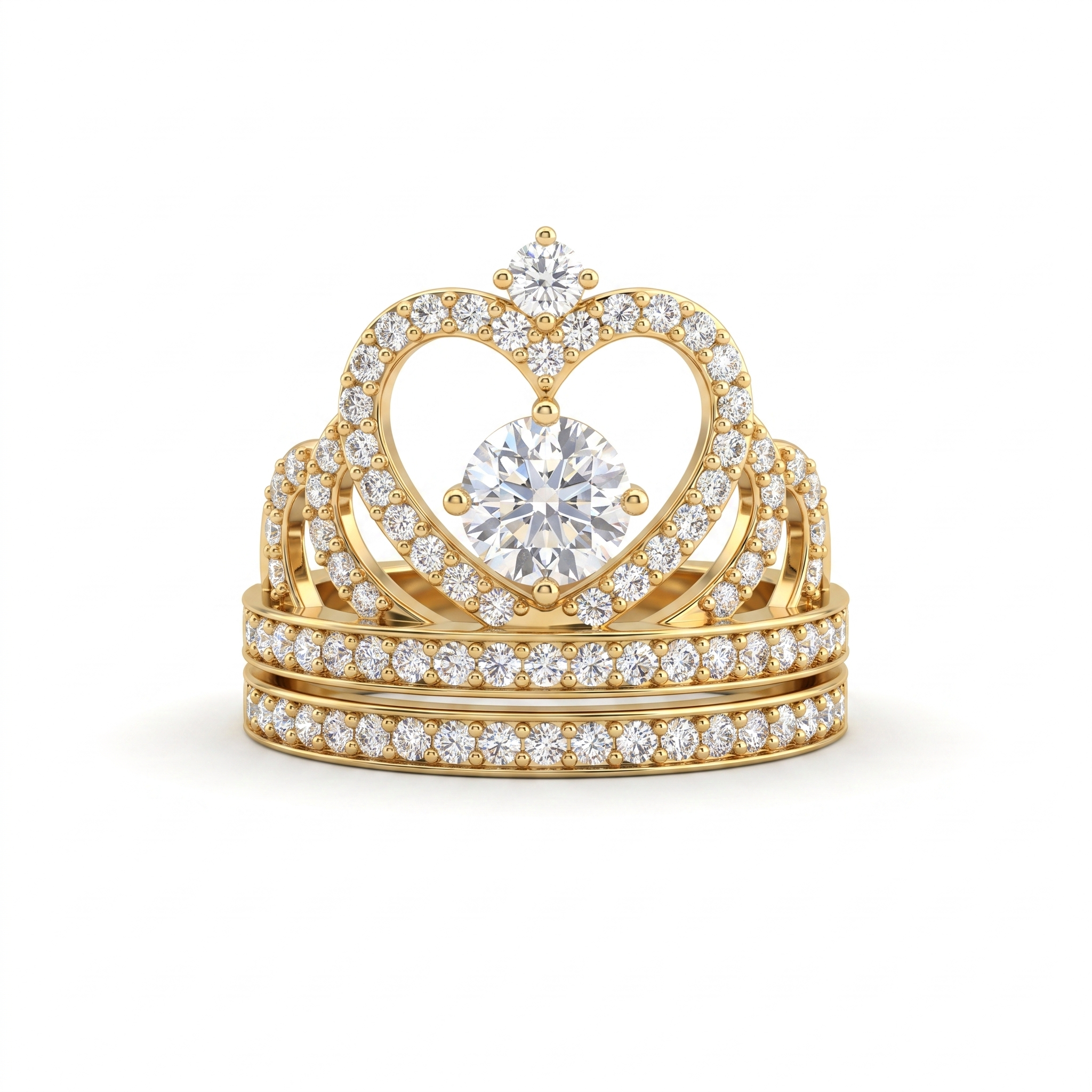 Lab-Grown Diamond Bridal Ring Set | 0.90 CT Lab-Grown Diamonds | 18K Yellow Gold | Saleh Sallom Jewelry Main image