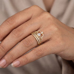 Natural Diamond Heart Bridal Ring Set | 0.90 CT Natural Diamonds | 18K Yellow Gold | Saleh Sallom Jewelry