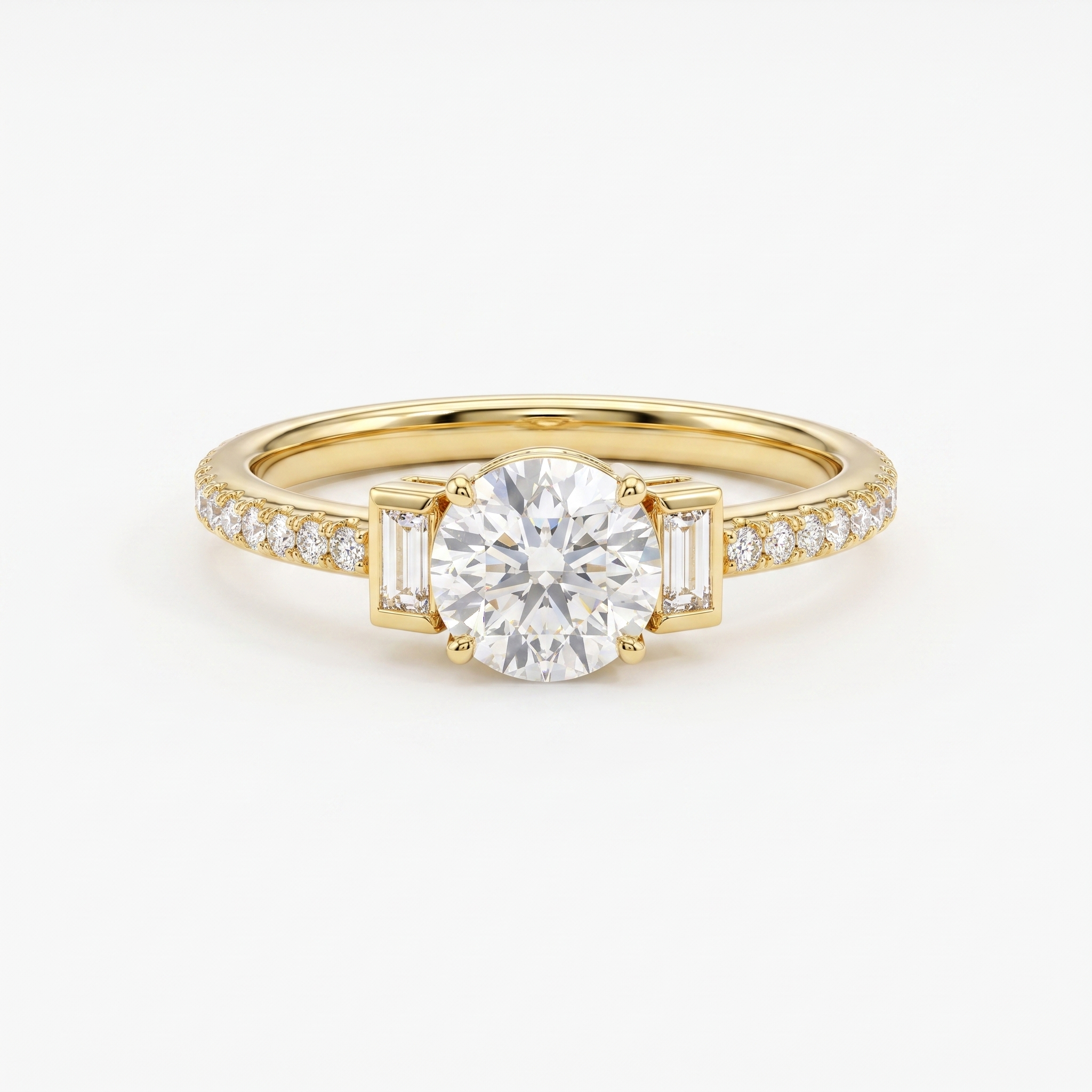Lab-Grown Diamond Three-Stone Engagement Ring | 1.38 CT Lab-Grown Diamonds | 18K Yellow Gold | Saleh Sallom Jewelry Main image