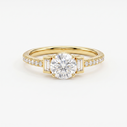 Natural Diamond Three-Stone Engagement Ring | 1.38 CT Natural Diamonds | 18K Yellow Gold | Saleh Sallom Jewelry