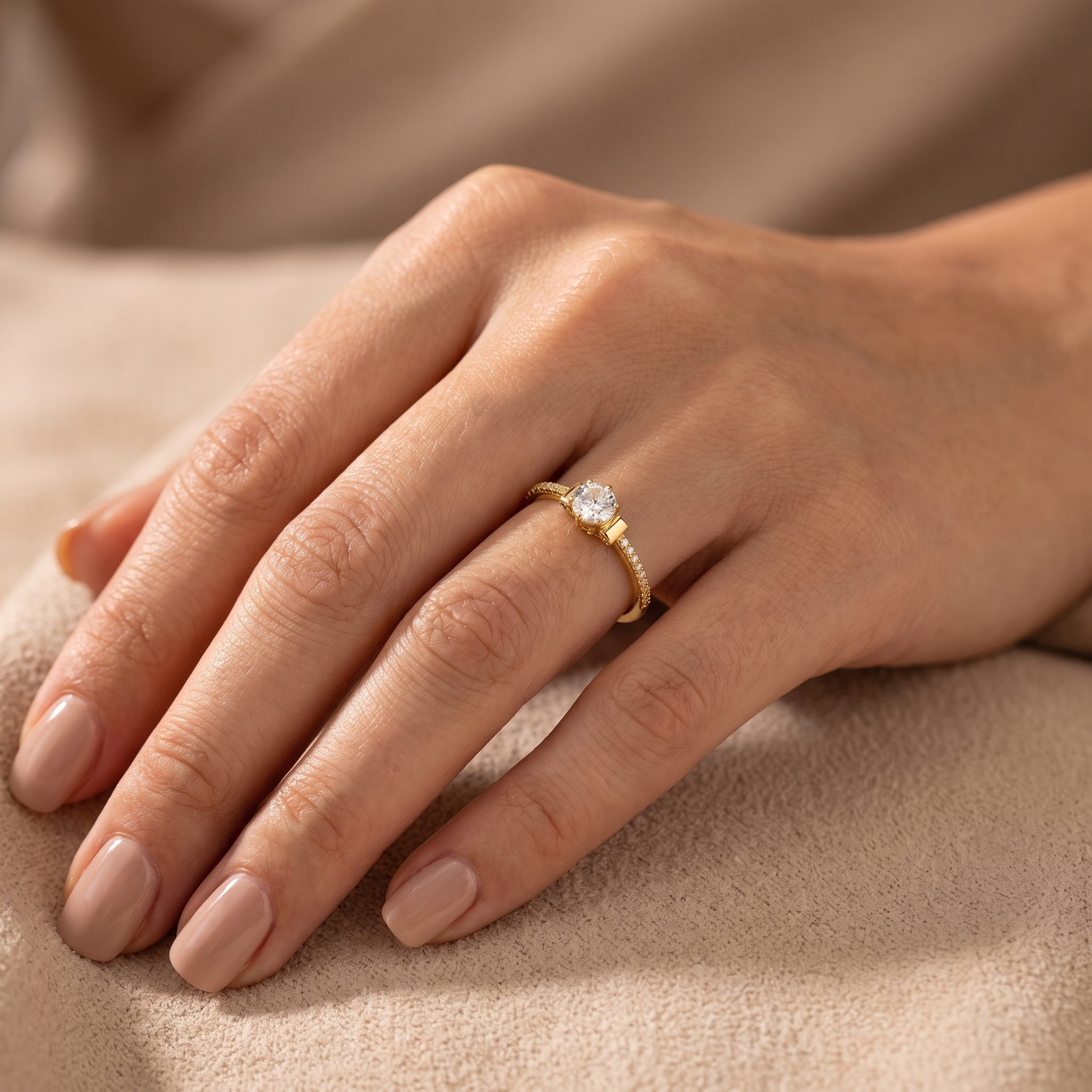 Lab-Grown Diamond Three-Stone Engagement Ring | 1.38 CT Lab-Grown Diamonds | 18K Yellow Gold | Saleh Sallom Jewelry Secondary image