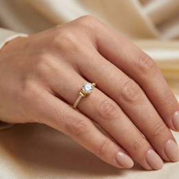 Natural Diamond Three-Stone Engagement Ring | 1.38 CT Natural Diamonds | 18K Yellow Gold | Saleh Sallom Jewelry