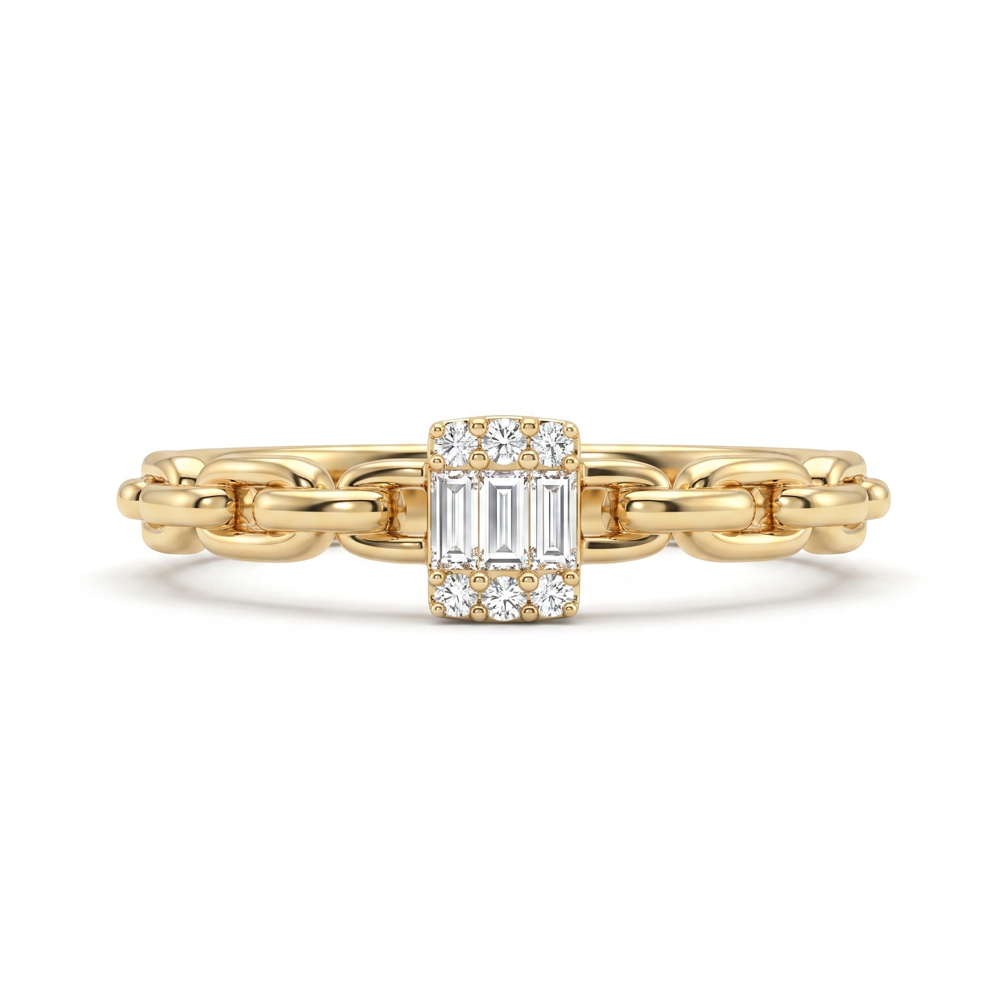 Lab-Grown Diamond Link Ring | 0.13 CT Lab-Grown Diamonds | 18K Yellow Gold | Saleh Sallom Jewelry Main image