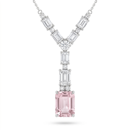 Natural Morganite & Diamond Pendant Necklace | 2.02 CT Natural Diamonds | 18K White Gold | Saleh Sallom Jewelry