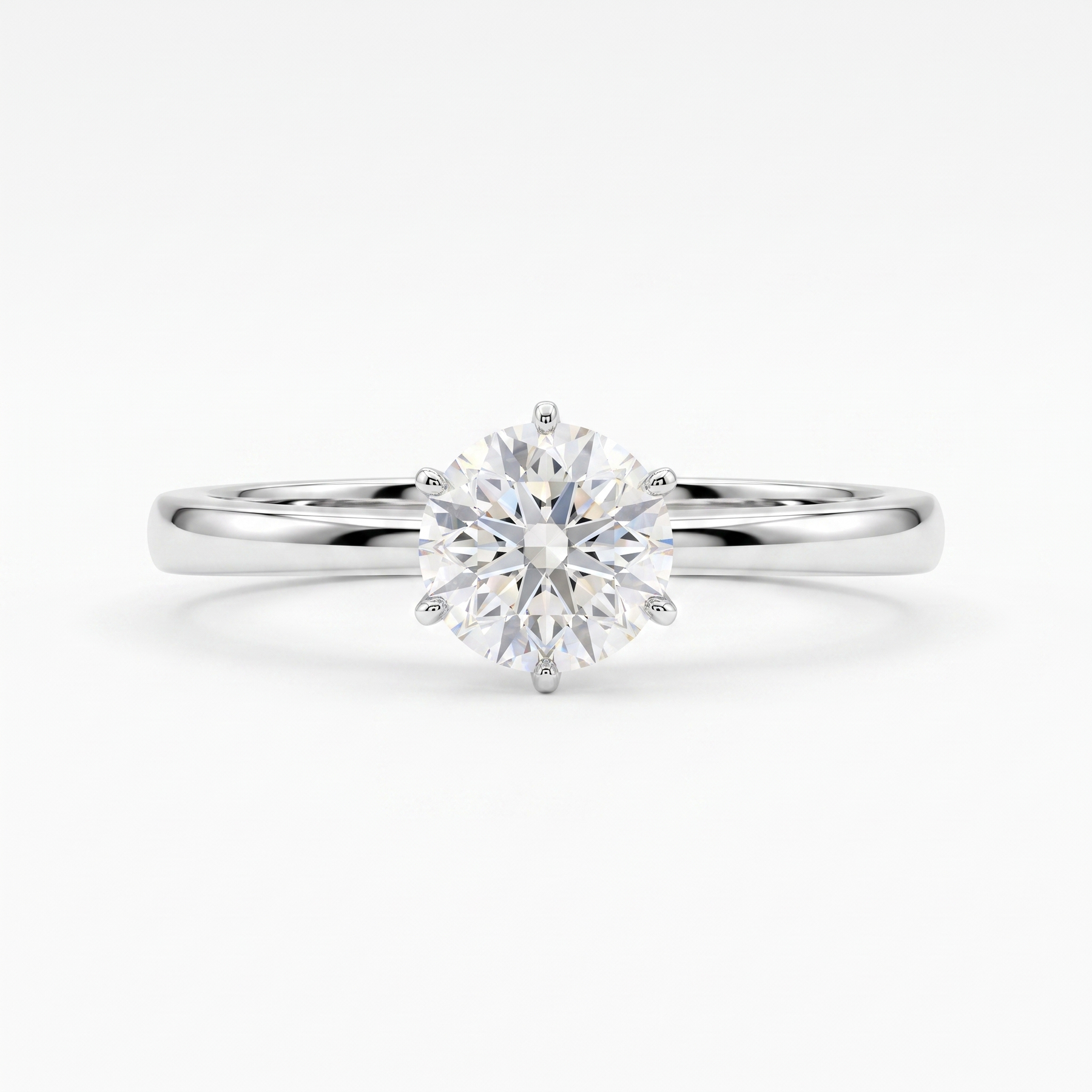 Natural Diamond Solitaire Ring | 0.61 CT Round Brilliant Diamond | 18K White Gold | Saleh Sallom Jewelry