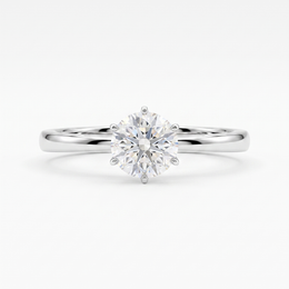 Natural Diamond Solitaire Ring | 0.61 CT Round Brilliant Diamond | 18K White Gold | Saleh Sallom Jewelry
