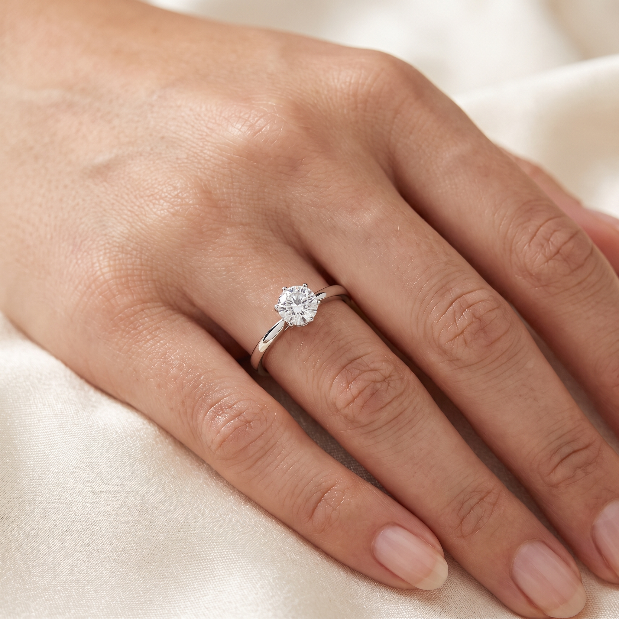 Lab-Grown Diamond Solitaire Ring | 0.61 CT Laboratory-Grown Diamond | 18K White Gold | Saleh Sallom Jewelry Secondary image