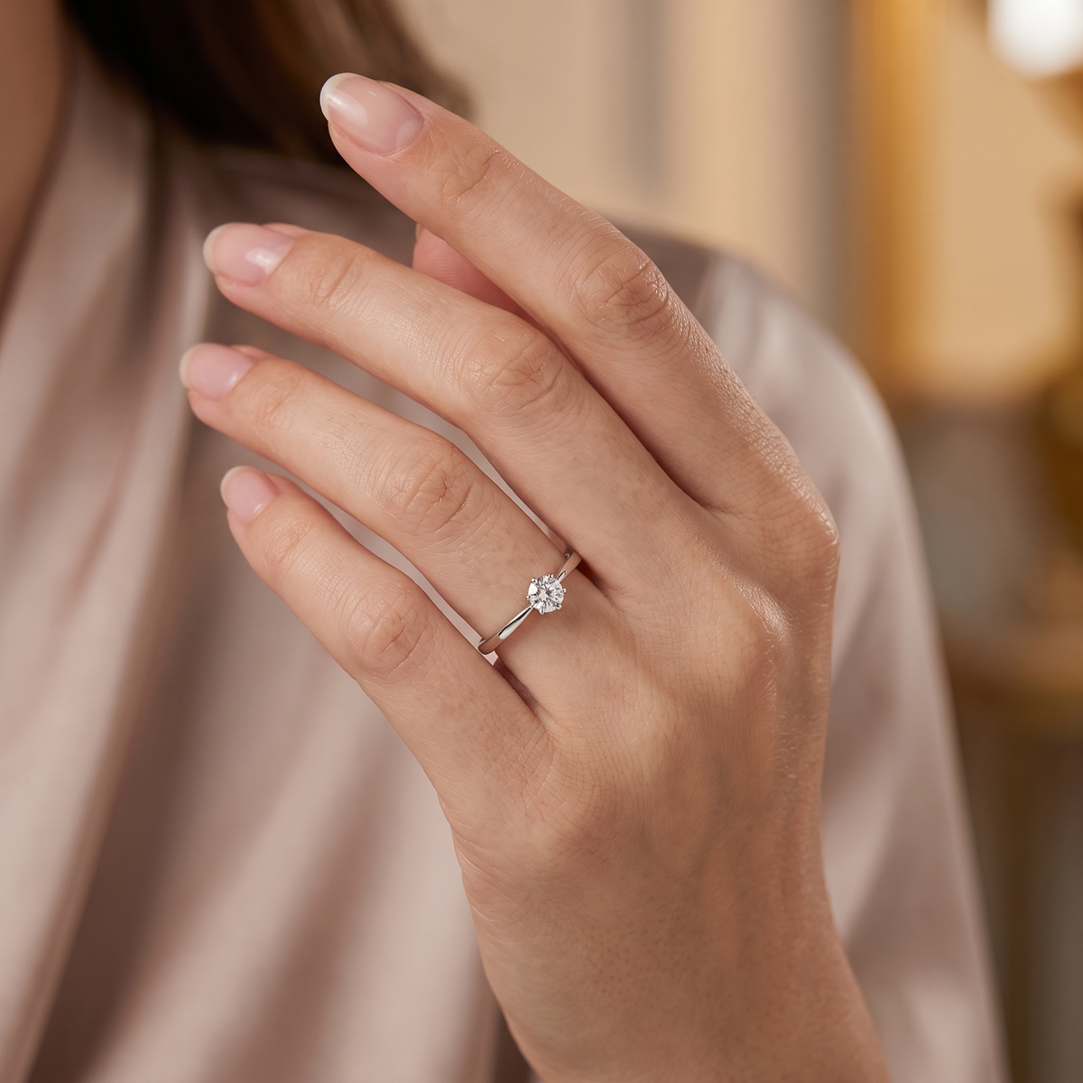 Lab-Grown Diamond Solitaire Ring | 0.61 CT Laboratory-Grown Diamond | 18K White Gold | Saleh Sallom Jewelry