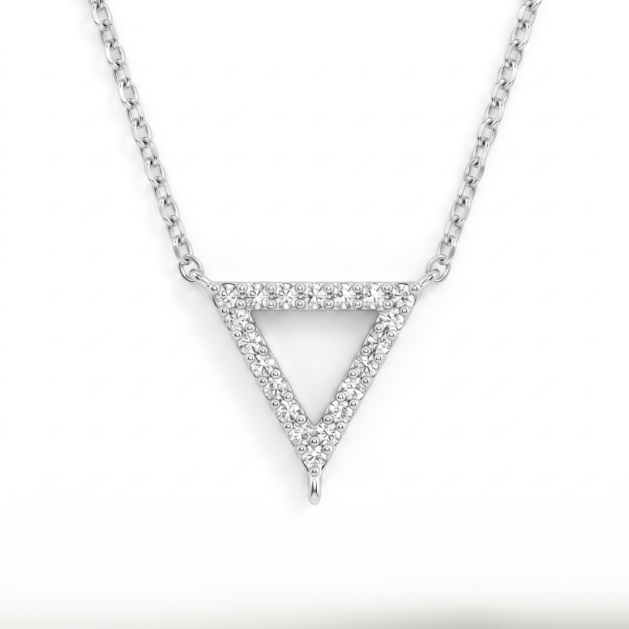 Natural Diamond Triangle Pendant Necklace | 0.675 CT Natural Diamonds | 18K White Gold | Saleh Sallom Jewelry Main image