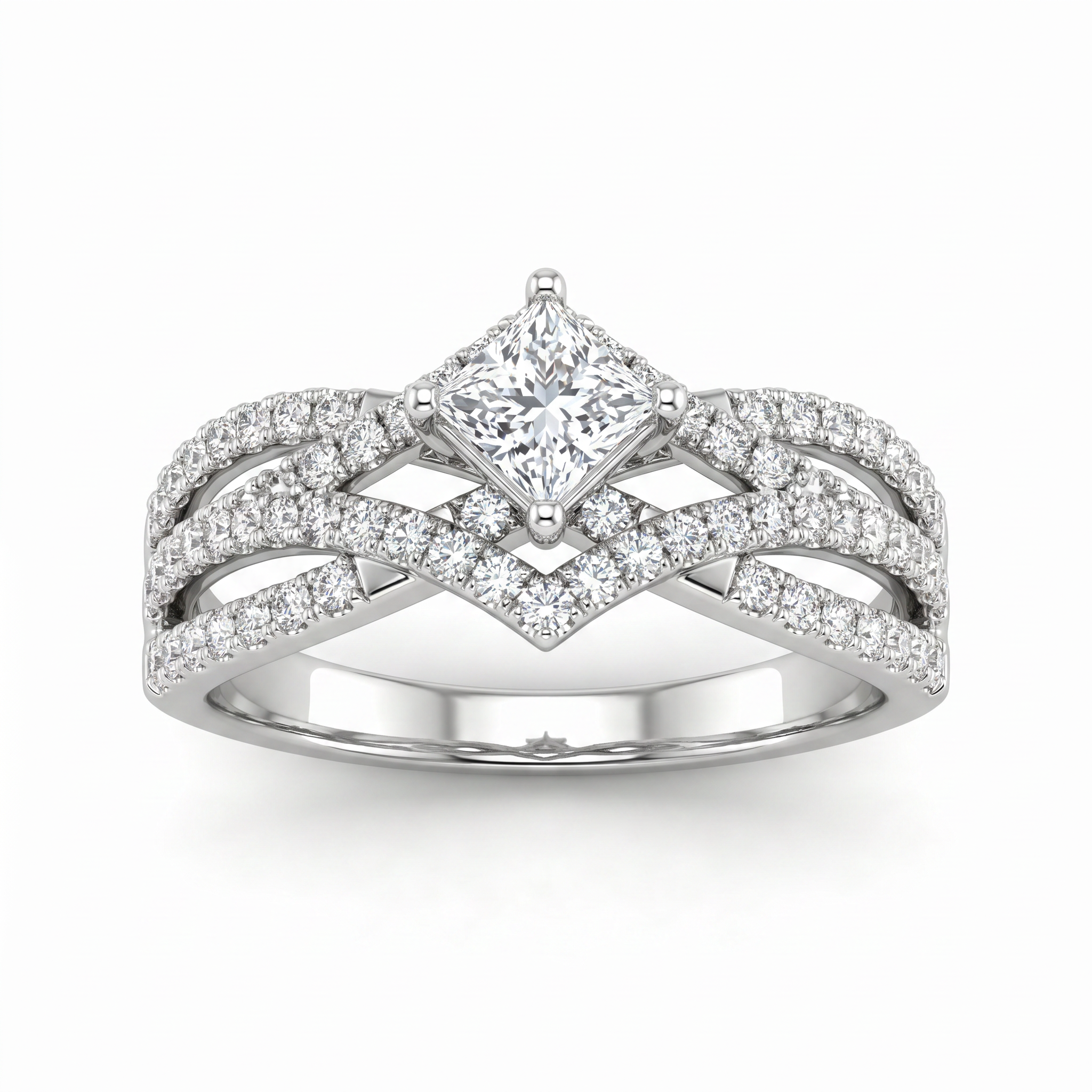 Natural Diamond Bridal Ring Set | 0.38 CT Center Diamond | 1.06 CT Total Natural Diamonds | 18K White Gold | Saleh Sallom Main image