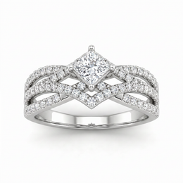 Natural Diamond Princess Cut Engagement Ring | 1.06 CT Natural Diamonds | 18K White Gold | Saleh Sallom Jewelry