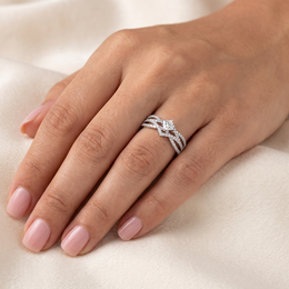 Natural Diamond Princess Cut Engagement Ring | 1.06 CT Natural Diamonds | 18K White Gold | Saleh Sallom Jewelry