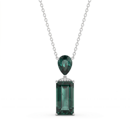 Natural Green Tourmaline & Diamond Pendant Necklace | 3.31 CT Green Tourmaline | 18K White Gold | Saleh Sallom Jewelry