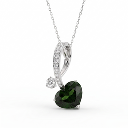 Natural Green Tourmaline & Diamond Heart Pendant Necklace | 5.08 CT Green Tourmaline | 0.47 CT Natural Diamonds | 18K White Gold | Saleh Sallom Jewelry
