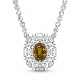 Natural Brown Diamond & Diamond Statement Necklace | 2.16 CT Natural Diamonds | 18K White Gold | Saleh Sallom Jewelry