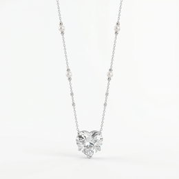 Natural Heart Diamond Necklace | 0.08 CT Natural Diamonds | 18K White Gold | Saleh Sallom Jewelry