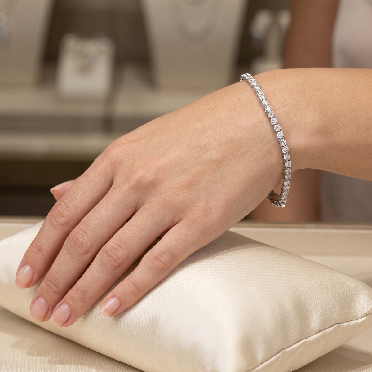 Natural Diamond Tennis Bracelet | 1.20 CT Natural Diamonds | 18K White Gold | Saleh Sallom Jewelry