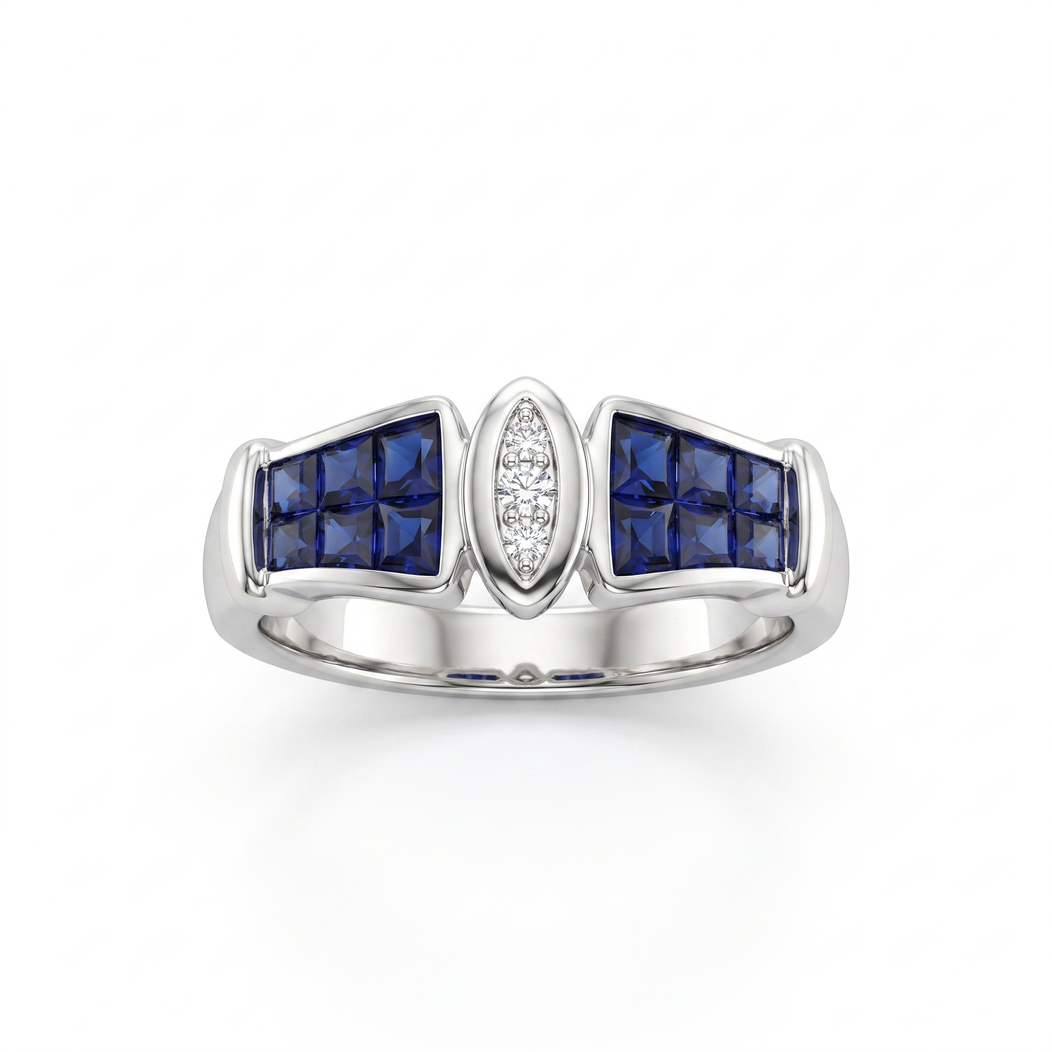 Natural Sapphire & Diamond Ring | 0.70 CT Natural Sapphire | 0.05 CT Natural Diamonds | 18K White Gold | Saleh Sallom Jewelry Secondary image